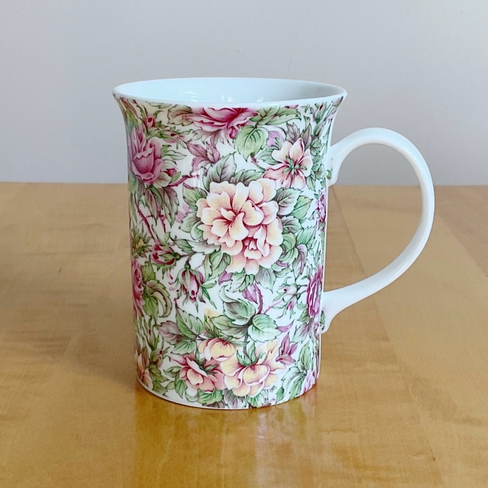 Churchill Fine Bone China Pink Floral Mug – Made in England – Chintz Cottage